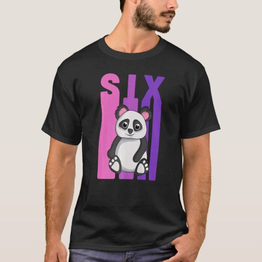 T-shirt Oui J'ai 6 ans Panda thème 6e anniversaire Partie (Devant)