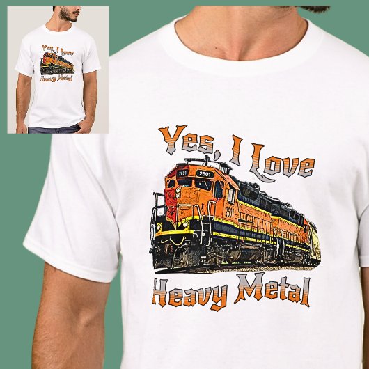 T-shirt Oui J'aime le train de locomotives diesel en métal