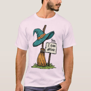 T-shirt Oui Je Peux Conduire Un Bâton Drôle Halloween Éffr
