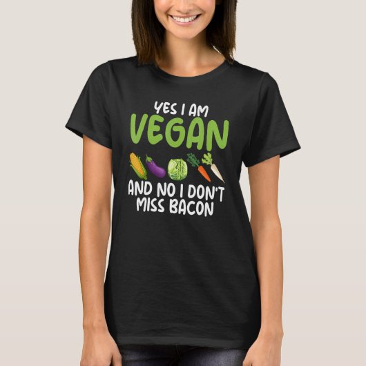 T-shirt Oui Je suis végétarien Non Je ne manque pas Bacon (Devant)