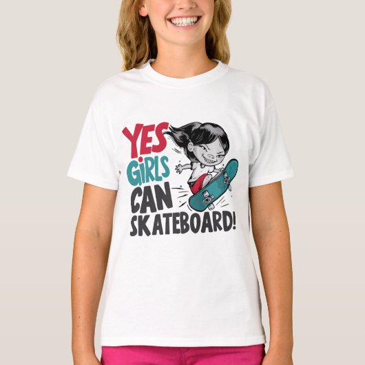 T-shirt Oui Les Filles Peuvent Patiner (Devant)