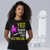 T-Shirt OUI LES FILLES PEUVENT SKATEBOARD Afro Skater Girl