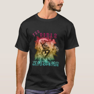 T-shirt Oui Les Filles Peuvent Skateboard Pour Les Gurls S