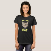 T-shirt Oui Nous Chat Avec Verres Gentleman Chats Propriét (Devant entier)