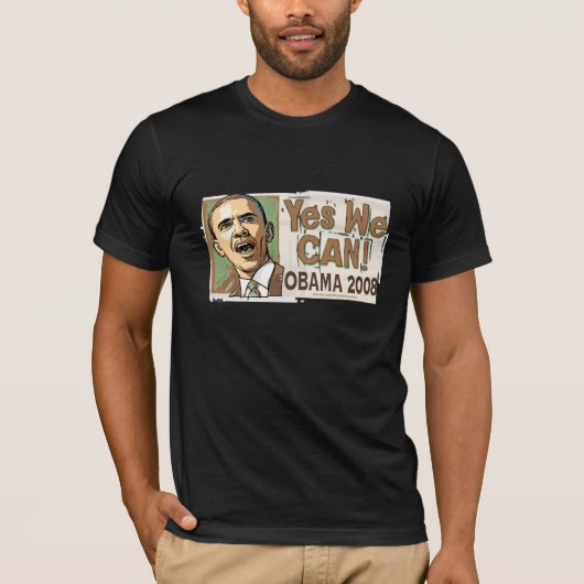 T-shirt Oui nous pouvons ! Chemise d'obscurité d'Obama (Devant)