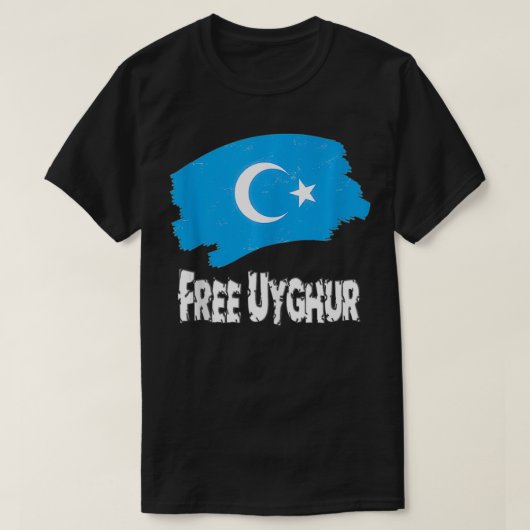 T-shirt Ouïghour Libre Avec Drapeau Ouïghour  (Design devant)