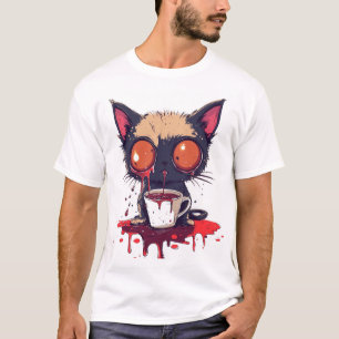 T-shirt Oups Miaou Triste Kawaii Chat Amateur de Café