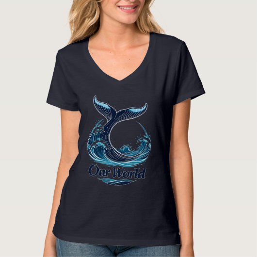 T-shirt Our World Whale Tail Ocean Conservation (Devant)