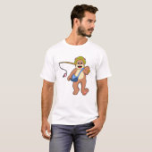 T-shirt Ours à la pêche avec une baguette de pêche (Devant entier)