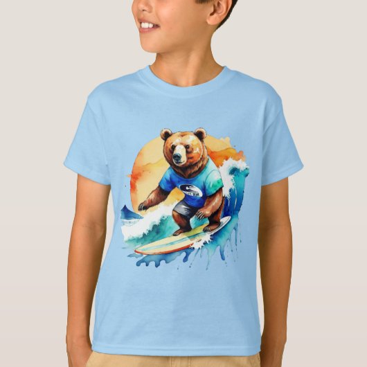 T-shirt ours à surf drôle (Devant)