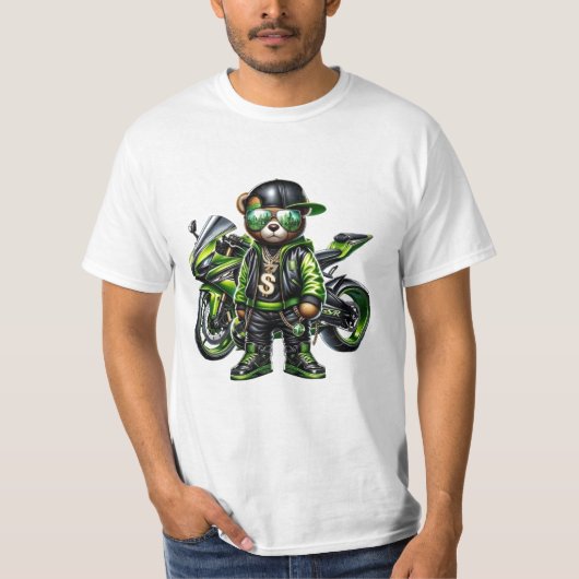 T-Shirt ours à vélo ninja (Devant)