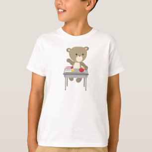 T-shirt Ours Aller À L'École, Mignonne Ours, Ours Brown, B