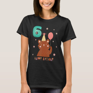 T-shirt Ours animal 6e anniversaire fille B jour 6 ans