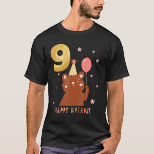 T-shirt Ours animal 9e anniversaire fille B jour 9 ans