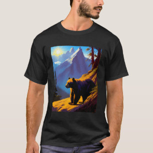 T-shirt Ours Au lever Du Soleil Du Matin De Montagne