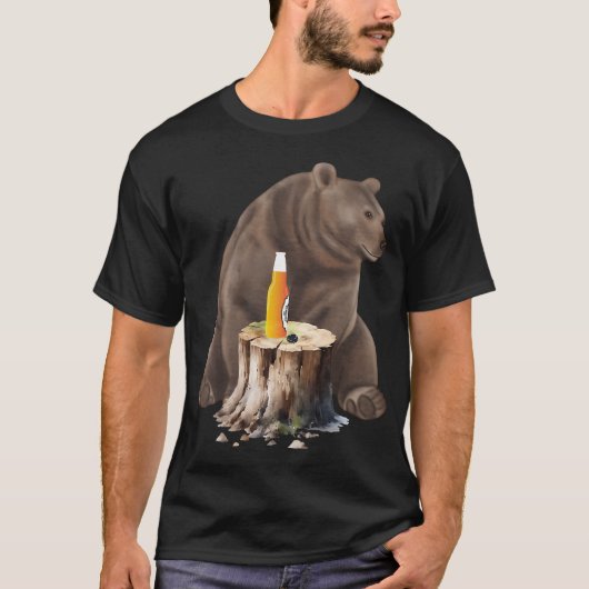 T-shirt Ours avec bière (Devant)