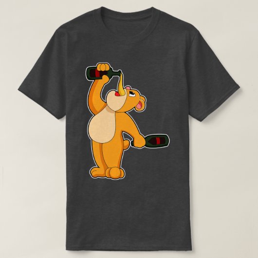 T-shirt Ours avec bouteille de bière (Design devant)