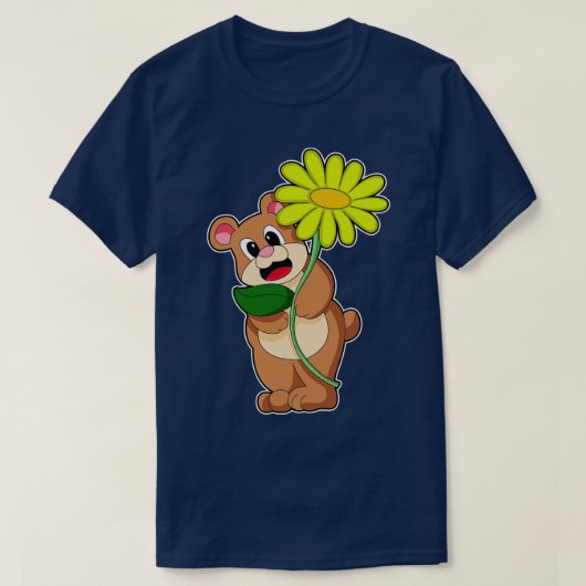 T-shirt Ours avec fleur jaune (Design devant)