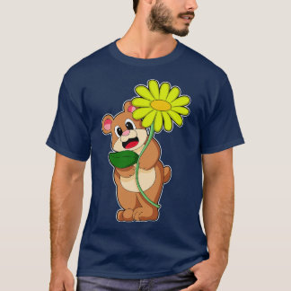 T-shirt Ours avec fleur jaune