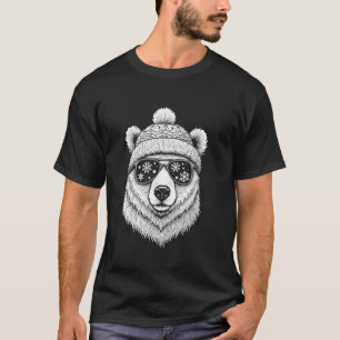 T-shirt Ours avec lunettes de neige