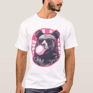 T-shirt Ours avec lunettes de soleil et gomme à bulles