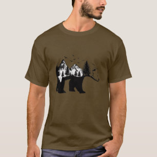 T-shirt Ours avec montagnes et forêts - Faune - Natur