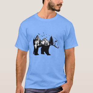 T-shirt Ours avec montagnes et forêts - Faune - Natur
