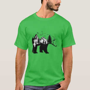 T-shirt Ours avec montagnes et forêts - Faune - Natur