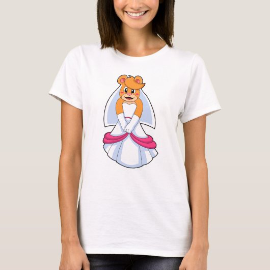 T-shirt Ours avec robe de mariée et voile (Devant)
