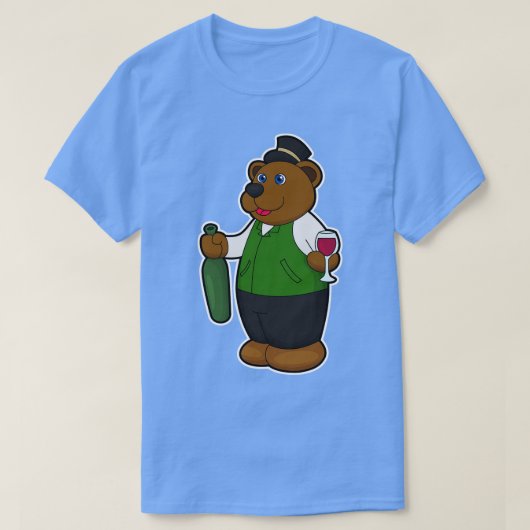 T-shirt Ours avec Vin Vin Bouteille de vin (Design devant)