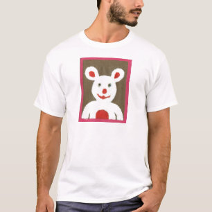 T-shirt Ours blanc avec nez rouge, bouche et oreilles (Pèr