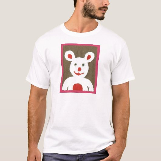 T-shirt Ours blanc avec nez rouge, bouche et oreilles (Pèr (Devant)