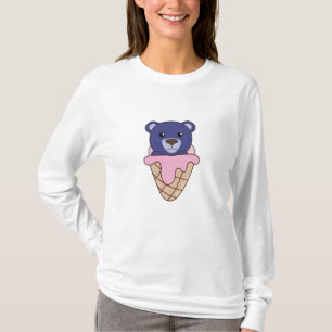 T-shirt Ours Bleu Dans Lafre De Glace Animaux Amusants À E