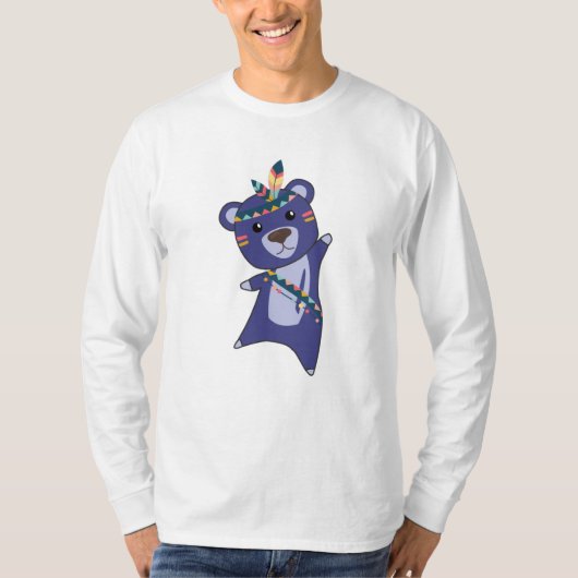 T-shirt Ours Bleu Indien Fashing Teddy Feather (Devant)