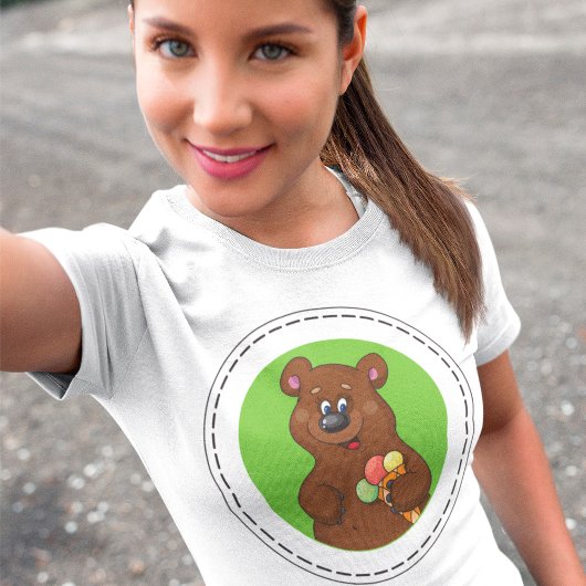 T-shirt Ours Brown Avec Crème Glaciaire