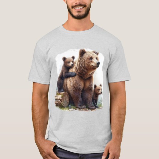 T-shirt Ours Brown avec deux petits (Devant)