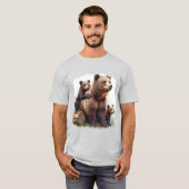 T-shirt Ours Brown avec deux petits (Devant entier)