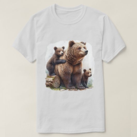 T-shirt Ours Brown avec deux petits (Design devant)