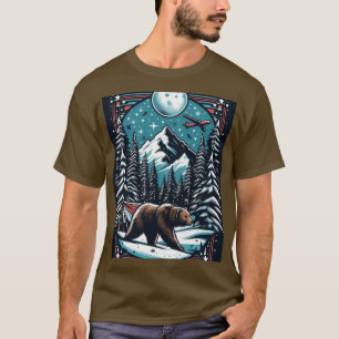 T-shirt Ours Brown En Hiver