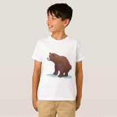 T-shirt ours Brown marchant sur la neige (Devant entier)