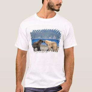 T-shirt Ours brun, grizzly, jouer sur la plage,
