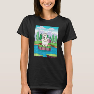 T-shirt Ours Caillé Polaire Sur Une Petite Île Sur Un Lac