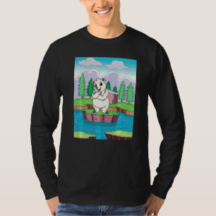 T-shirt Ours Caillé Polaire Sur Une Petite Île Sur Un Lac