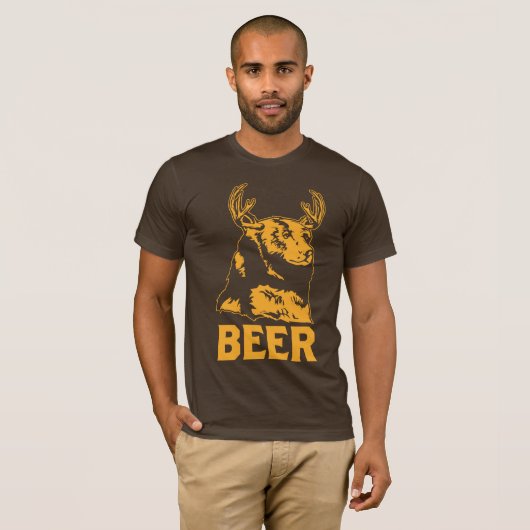 T-shirt Ours + Cerf = Bière (Devant entier)