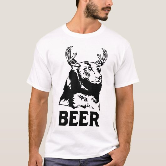 T-shirt Ours + Cerfs communs = bière (Devant)