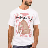 T-shirt Ours chaud Hug avec Fleur rose Amour (Devant)