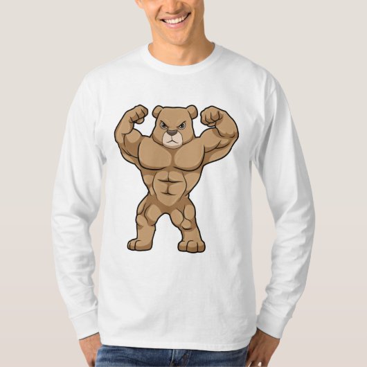 T-shirt Ours comme Bodybuilder avec de grands Muscles (Devant)