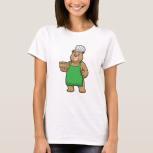 T-shirt Ours comme cuire avec tablier de Cuisine et bol en
