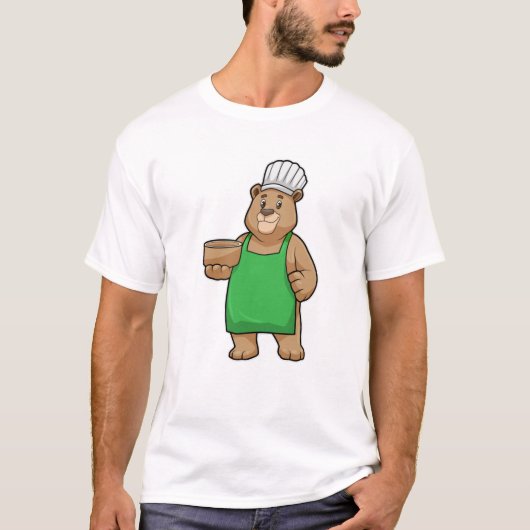 T-shirt Ours comme cuire avec tablier de Cuisine et bol en (Devant)