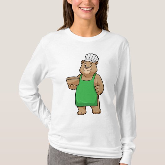 T-shirt Ours comme cuire avec tablier de Cuisine et Bowl (Devant)